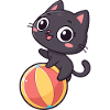 Black Kitten on Beach Ball