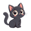 Cute Black Kitten Cartoon