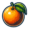 Helles Cartoon-Orange mit Blatt