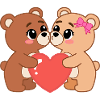 Teddy bears in love with heart