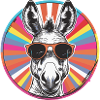 Sunglasses donkey in the rainbow