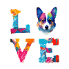 Farverig Corgi Love Pembroke walisisk hundekunst