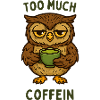 Nodding owl with coffee mug