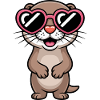 Otter mit Herz-Sonnenbrille