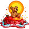 Teddy on sunny cake cartoon