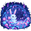 Blauer Hase im Kristallwald