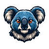 Blue Koala Head Cartoon Mascot Logo