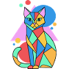 Cat Cats Geometry Abstract Art Gift