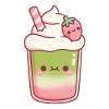Cute Iced Matcha Strawberry Latte