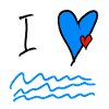 Sea Love Heart Waves Illustration
