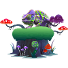 Neon Chameleon on Mushroom Rock