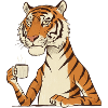 Tired Tiger with Coffee – Funny Motif