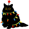 Weihnachtskatze mit Lichterketten
