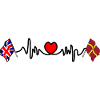 Northamptonshire + Großbritannien-Flagge mit Herzschlag