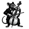 Mouse in tuxedo playing cello