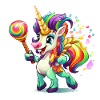 Buntes Einhorn mit Lolly