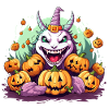 Halloween Witch with Pumpkins