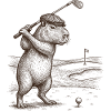 Funny Capybara Playing Golf Golfer