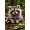Winziges Waschbärjungtier im Wald