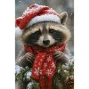Gemütlicher Waschbär in Winter Reds