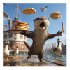 Funny Otter with Pancake Chaos Design