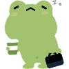 Tired Frog with Coffee and Briefcase