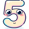 Number 5 Kawaii Pastel