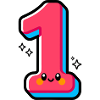 Number 1 Happy Pink Illustrated