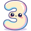 Number 3 Kawaii Pastel