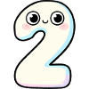 Number 2 Kawaii Pastel Smiling