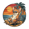 Funny Chihuahua Dog on Beach Summer Sunset