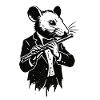 Rat in a suit plays flute