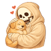 Cozy skeleton with puppy – security