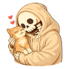 Cozy skeleton with cat – security