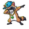 Dabbing Raccoon with Hemp Leaf