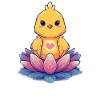 Chick on Lotus Flower Heart Motif