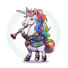 Buntes Einhorn mit Trompete