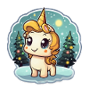 Winterzauber Einhorn im Schneewald