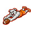 Bulldog Football Dive Catch Mascot