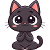 Cute black cat praying