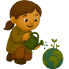 Little environmentalist pouring globe