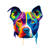 Bunte Pitbull-Hunde-Gesichtsmaler-Splatter-Kunst