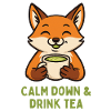 Fox relaxing drinking tea