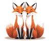 Two cuddling foxes