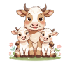Cow family in spring light