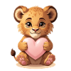 Cuddly lion cub with heart