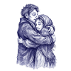Lovers | Blue Hug Couple Sketch