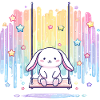 Pastel bunny on swing rainbow