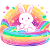 Kawaii bunny in the rainbow