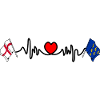 West Sussex flag + heartbeat & English flag